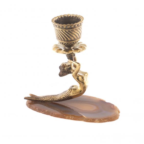 Подсвечник &amp;quot;Русалка&amp;quot; бронза камень агат 124215
