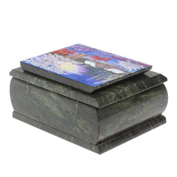 Шкатулка с рисунком &amp;quot;Зимняя ночь&amp;quot; из змеевика 16х12х7,5 см 127483