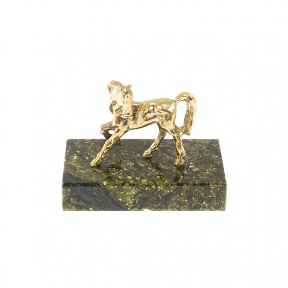 Статуэтка &amp;quot;Лошадка&amp;quot; из бронзы на подставке из светло-зеленого змеевика 129988