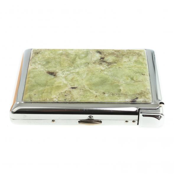 Портсигар на 20 сигарет с зажигалкой камень желтый апатит 123406