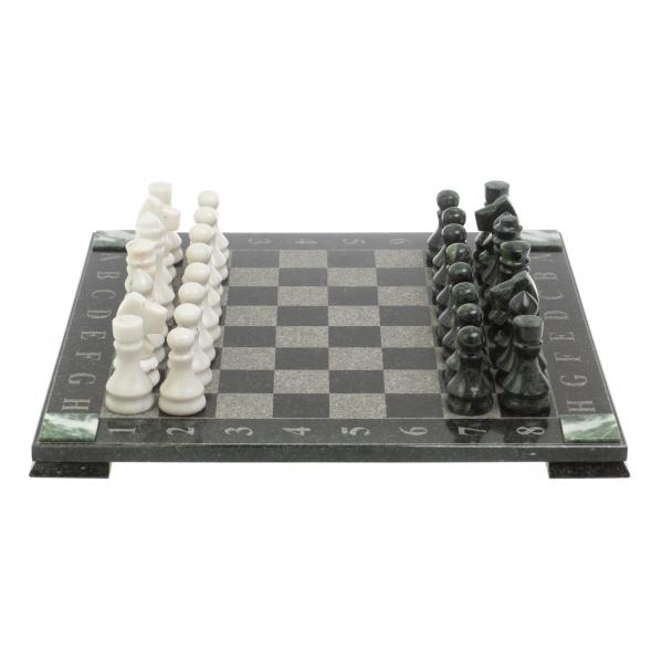 Шахматы &amp;quot;Турнирные&amp;quot; доска 44х44 см белый мрамор, змеевик 127088