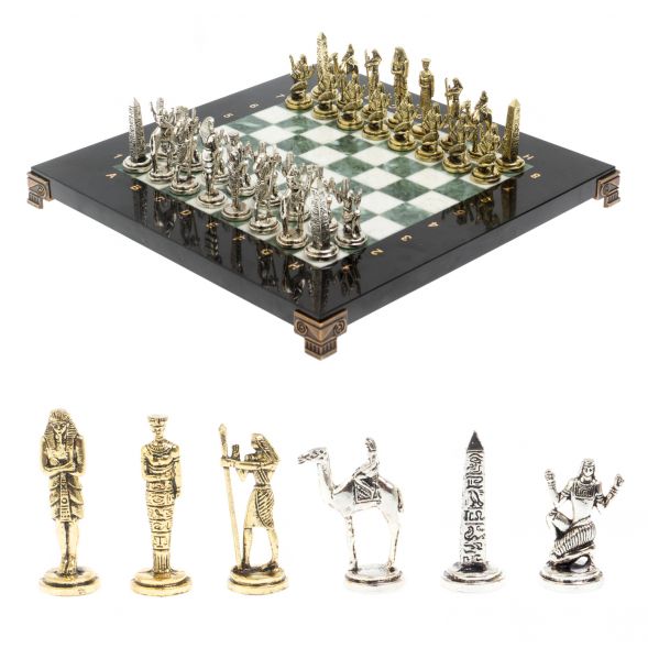 Настольные шахматы &amp;quot;Египет&amp;quot; доска 32х32 см из мрамора и змеевика 127724
