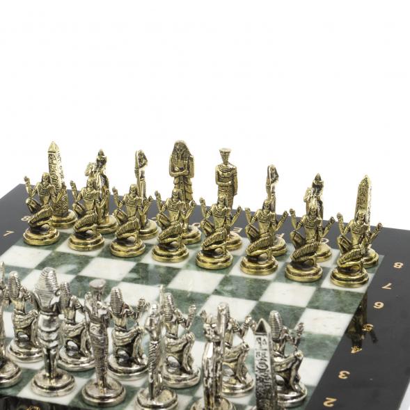 Настольные шахматы &amp;quot;Египет&amp;quot; доска 32х32 см из мрамора и змеевика 127724
