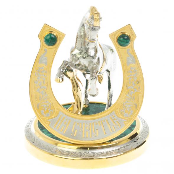 Статуэтка &amp;quot;Конь на дыбах с подковой на счастье&amp;quot; малахит Златоуст 113770
