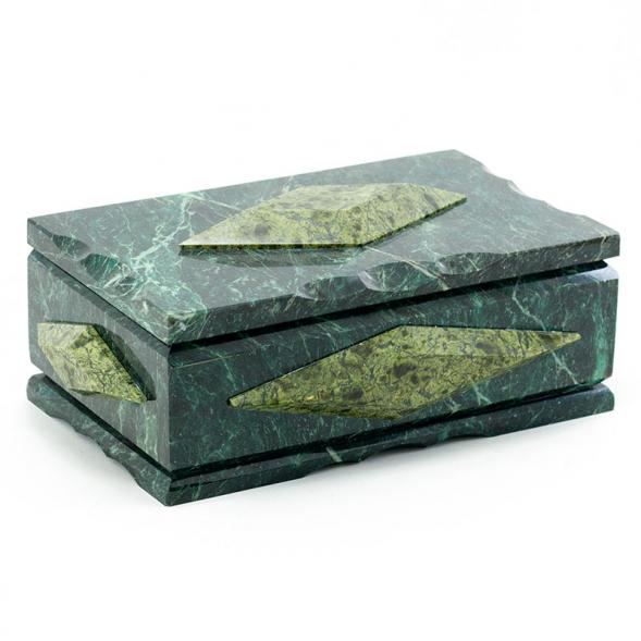 Каменная шкатулка &amp;quot;Ромб&amp;quot; змеевик 20x12x8 см 112167