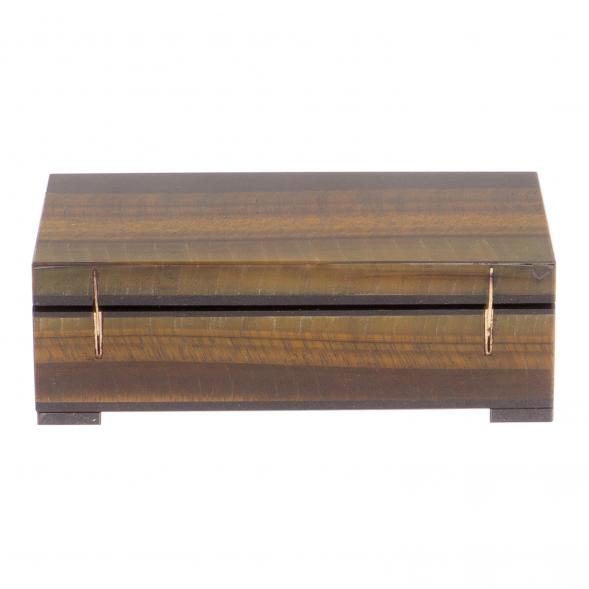 Шкатулка из камня тигровый глаз 12х6х4 см 125726