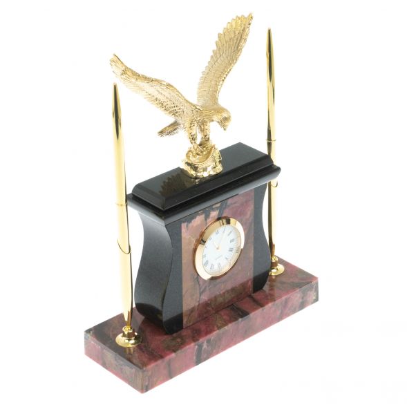 Настольные часы с ручками &amp;quot; Орел&amp;quot; из родонита 128270