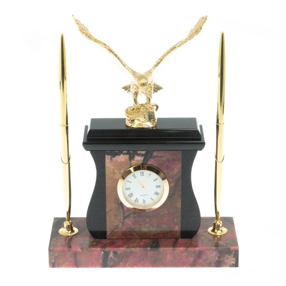 Настольные часы с ручками &amp;quot; Орел&amp;quot; из родонита 128270