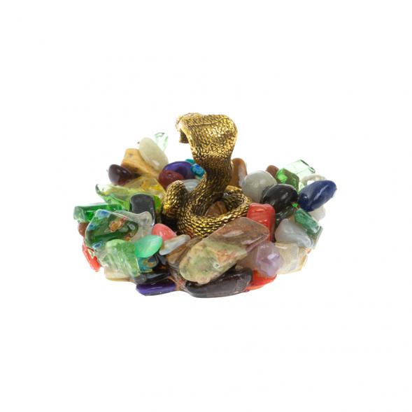 Статуэтка «Кобра» на самоцветах бронза 5×5х4,5 см 128649