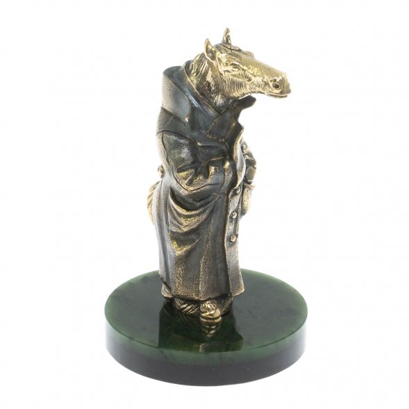 Статуэтка из бронзы &amp;quot;Конь в пальто&amp;quot; из нефрита 129171