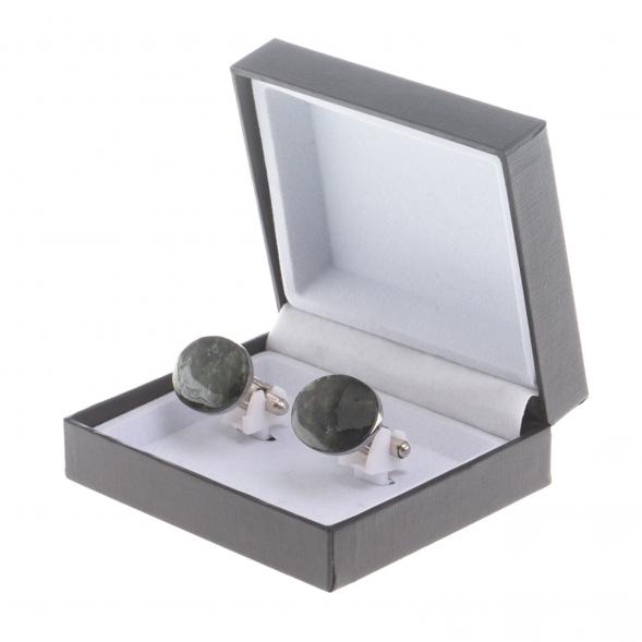 Запонки камень актиновит овальные 124447