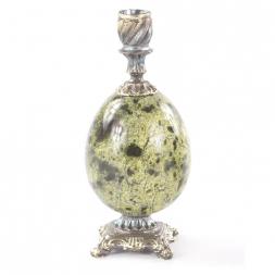 Подсвечник церковный на яйце из бронзы и змеевика
