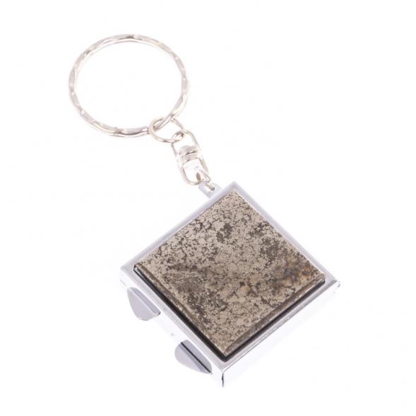 Складное зеркало брелок из камня пирит квадратное 126630