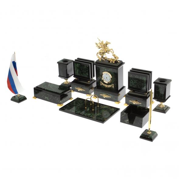 Настольный набор &amp;quot;Георгий Победоносец&amp;quot; из нефрита 127089