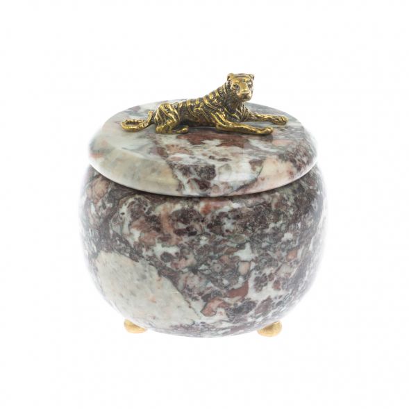 Шкатулка круглая &amp;quot;Гепард&amp;quot; из креноида 8х8х8,5 см 129095