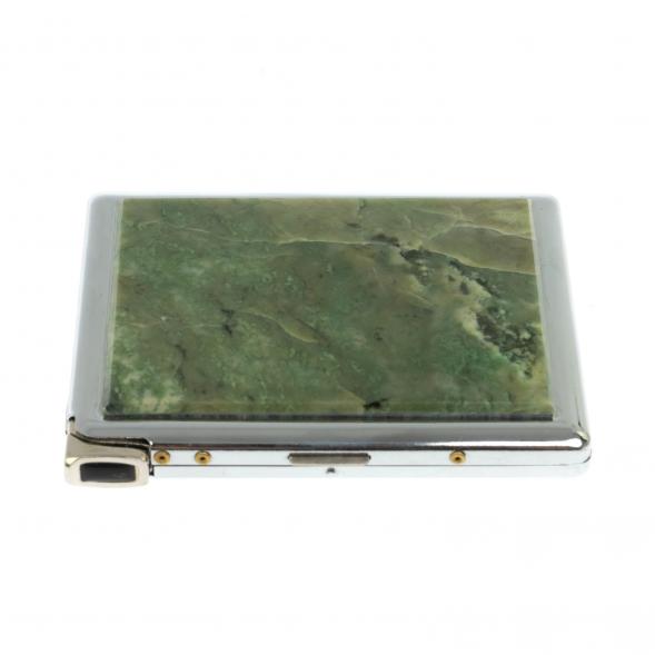 Портсигар 10 сигарет с зажигалкой камень жадеит 129403