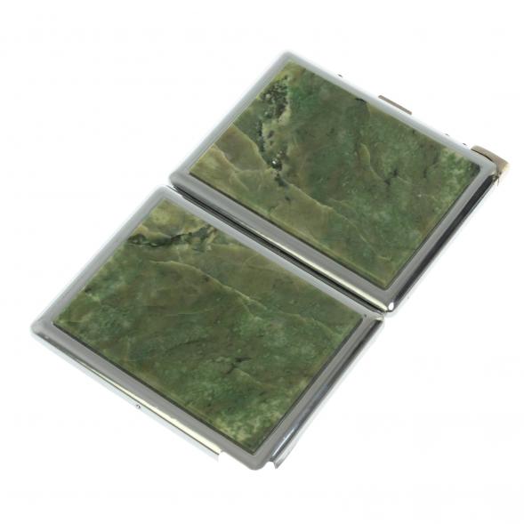 Портсигар 10 сигарет с зажигалкой камень жадеит 129403