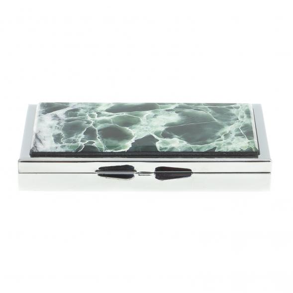 Таблетница с зеркалом на 3 отделения камень офит цвет серебро 122440