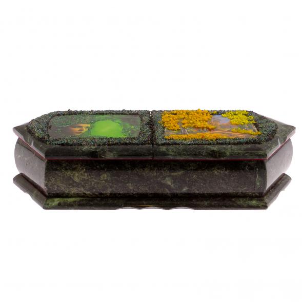 Шкатулка с двумя отделениями &amp;quot;Хозяйка медной горы с осенним пейзажем&amp;quot; 29,5х12х8 см 125727