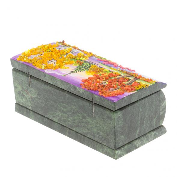 Шкатулка с росписью &amp;quot;Осень&amp;quot; камень змеевик 15х7,5х6 см 127406