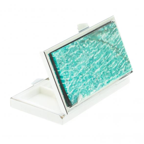 Таблетница на 3 отделения камень амазонит цвет серебро 122441