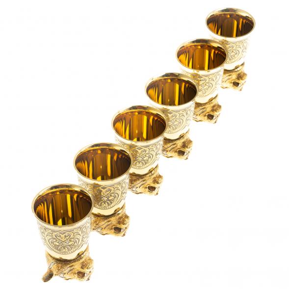 Подарочный набор стопки перевертыши &amp;quot;Тигр&amp;quot; 6 шт бронза Златоуст 122951