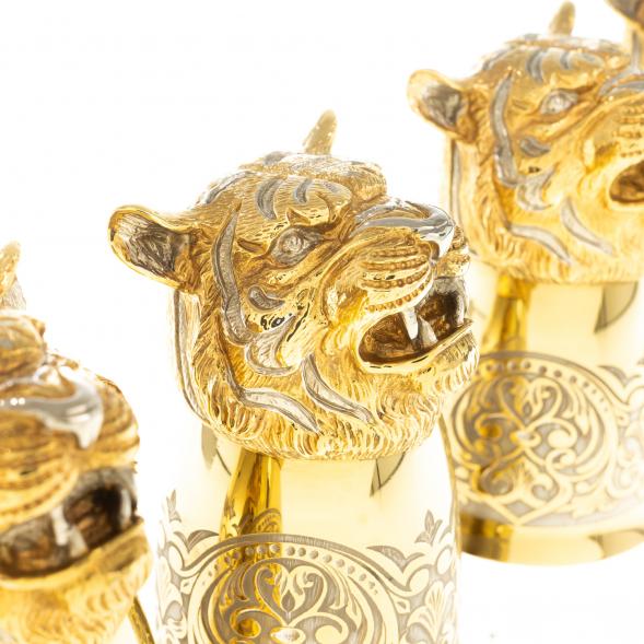 Подарочный набор стопки перевертыши &amp;quot;Тигр&amp;quot; 6 шт бронза Златоуст 122951