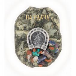 Магнит подкова с самоцветами &amp;quot;На удачу&amp;quot; змеевик