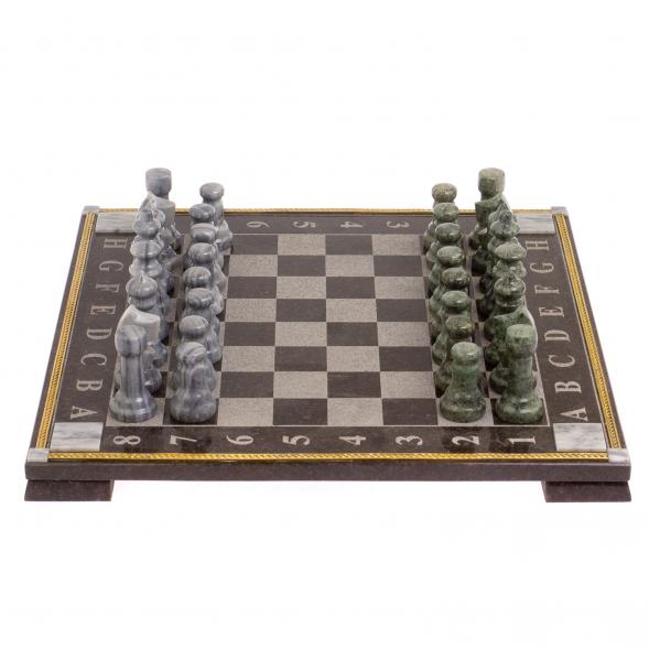Шахматы с гравировкой &amp;quot;Турнирные&amp;quot; доска 36х36 см мрамор змеевик 126322