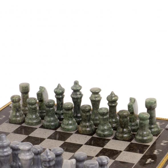 Шахматы с гравировкой &amp;quot;Турнирные&amp;quot; доска 36х36 см мрамор змеевик 126322