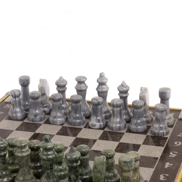 Шахматы с гравировкой &amp;quot;Турнирные&amp;quot; доска 36х36 см мрамор змеевик 126322