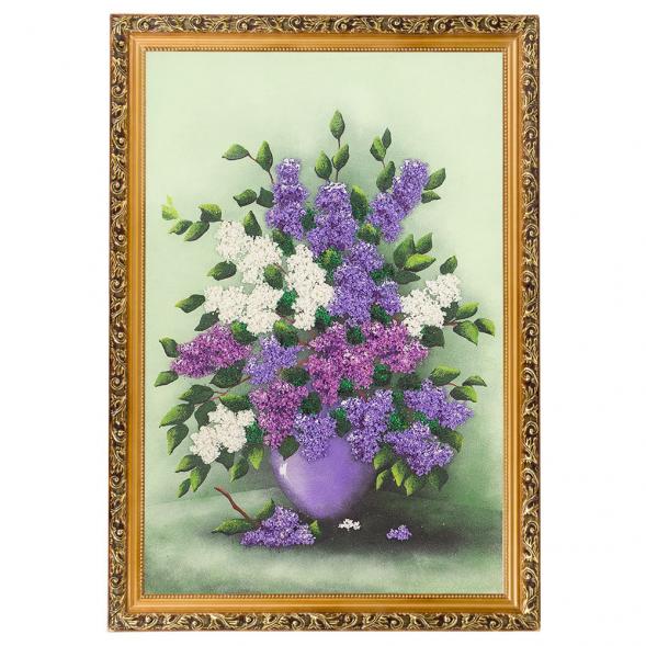 Картина &amp;quot;Букет сирени&amp;quot; багет гипс 46х66 см, каменная крошка 112454