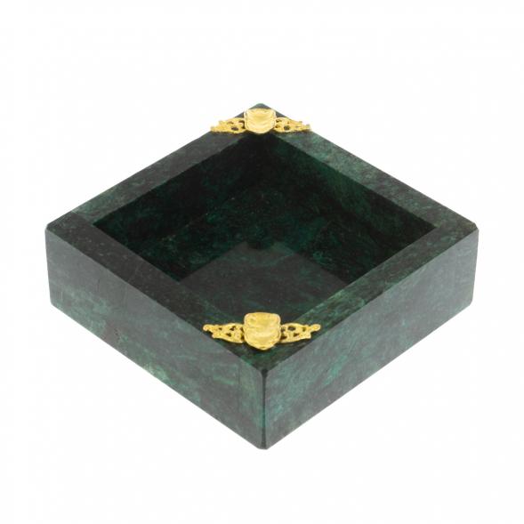 Пепельница квадратная из змеевика с накладкой 10х10х3 см 129530