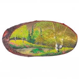 Панно на спиле дерева &amp;quot;Осень&amp;quot; горизонтальное 30-35 см