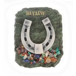 Магнит подкова с самоцветами &amp;quot;На удачу&amp;quot; змеевик
