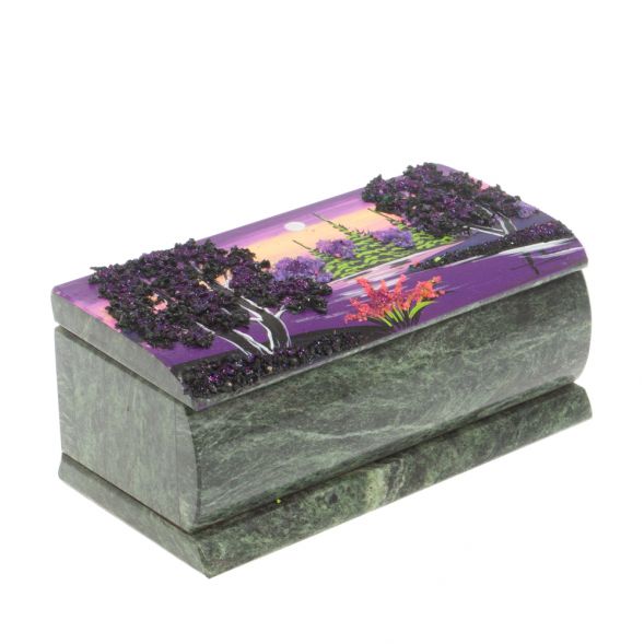 Шкатулка с росписью &amp;quot;Рассвет&amp;quot; камень змеевик 15х7,5х6 см 127408