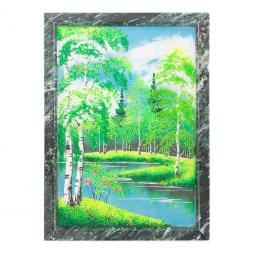 Картина из камня "Лето" вертикальная рамка змеевик 24х34 см