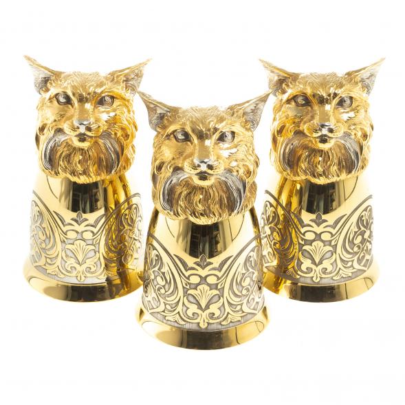 Подарочный набор &amp;quot;Рысь&amp;quot; тарелка и 3 стопки перевертыша Златоуст 123686