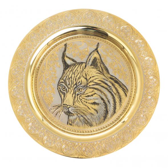 Подарочный набор &amp;quot;Рысь&amp;quot; тарелка и 3 стопки перевертыша Златоуст 123686