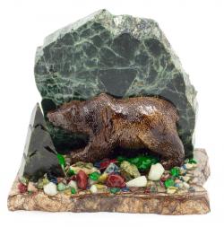 Сувенир "Мишка" камень змеевик