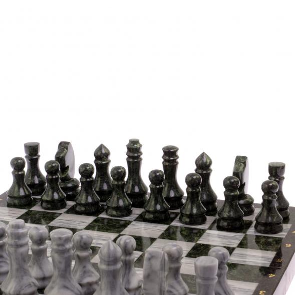 Шахматный набор 3 в 1 мрамор, змеевик с гравировкой 125333