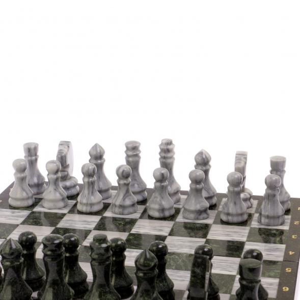 Шахматный набор 3 в 1 мрамор, змеевик с гравировкой 125333