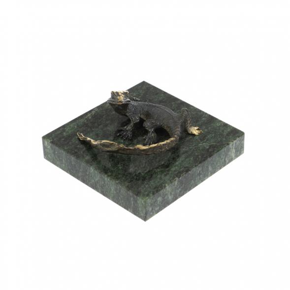 Статуэтка &amp;quot;Ящерица с длинным хвостом&amp;quot; бронза змеевик 125575