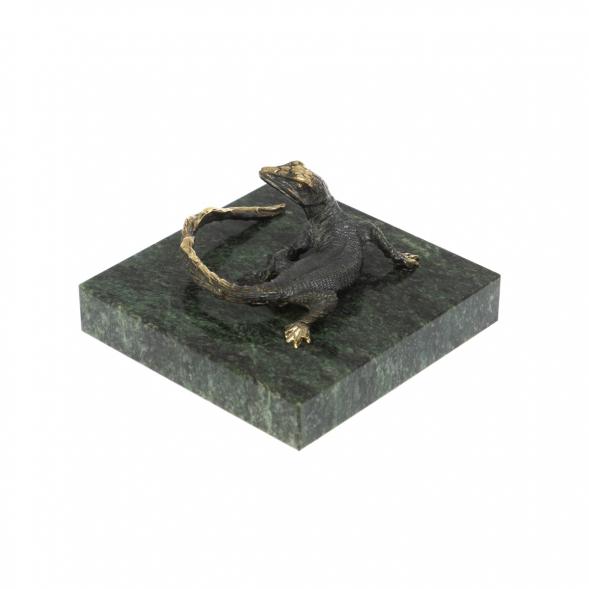 Статуэтка &amp;quot;Ящерица с длинным хвостом&amp;quot; бронза змеевик 125575