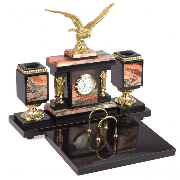 Письменный набор из яшмы с бронзой &amp;quot;Горный орел&amp;quot; 117836