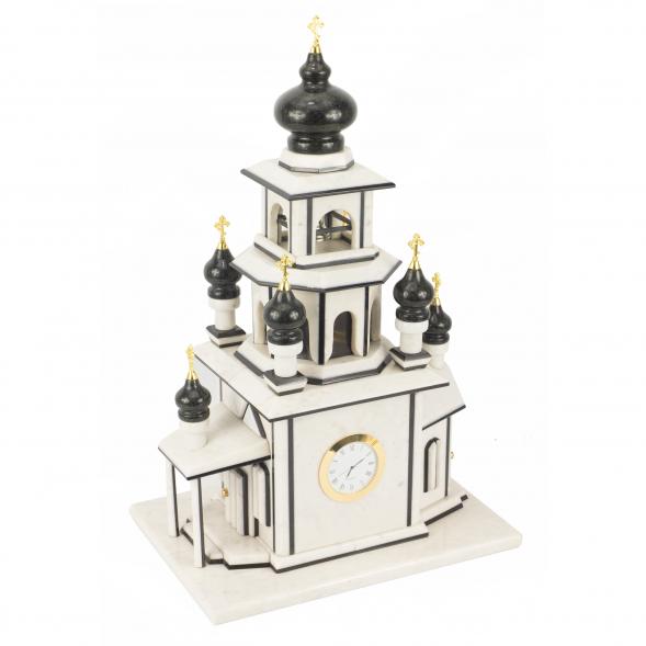 Эксклюзивные часы &amp;quot;Церковь&amp;quot; из натурального камня мрамор змеевик 118733