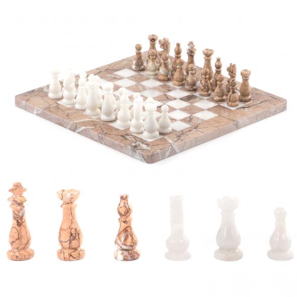 Шахматы из камня &amp;quot;Виктория&amp;quot; оникс, мрамор 25х25 см 121652
