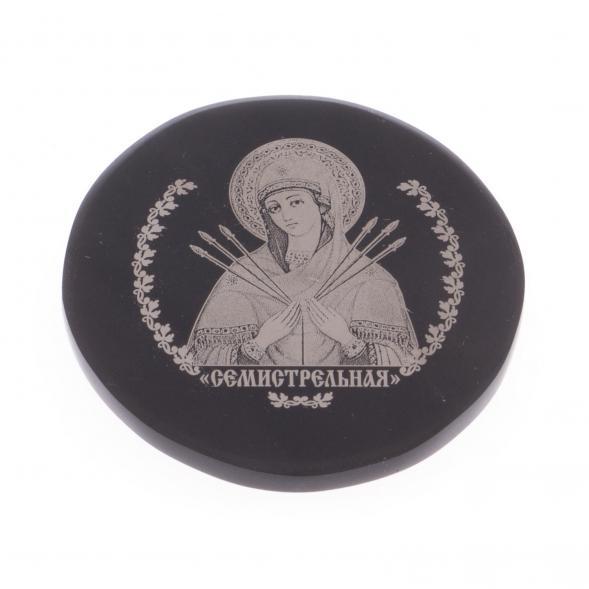 Икона автомобильная &amp;quot;Семистрельная&amp;quot; на черном обсидиане 47 мм 122008