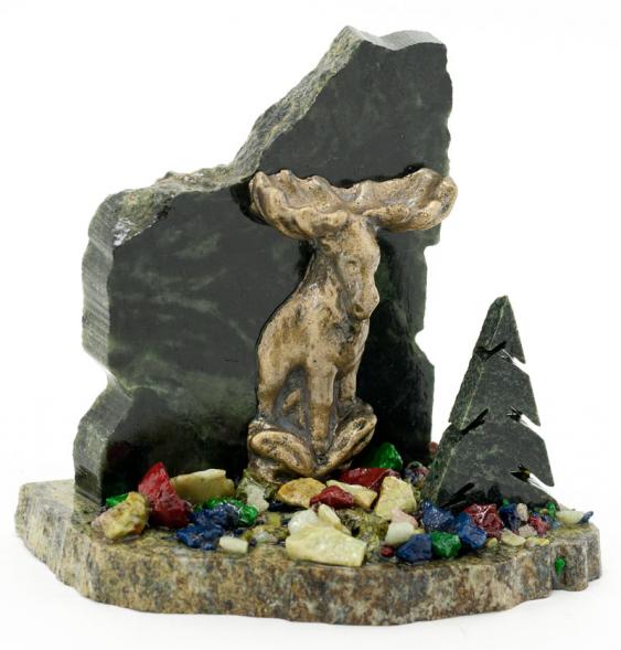 Сувенир &amp;quot;Лось&amp;quot; змеевик самоцветы 116075