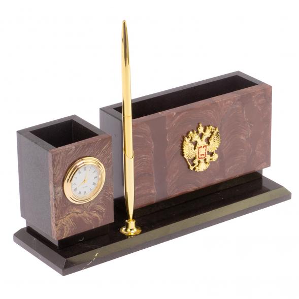 Письменный мини-набор &amp;quot;Герб России&amp;quot; камень лемезит 126033